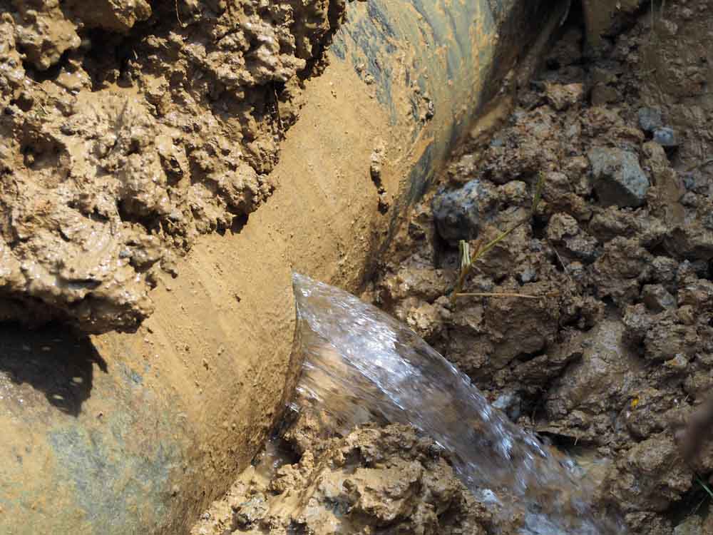 broken, collapsed pipe