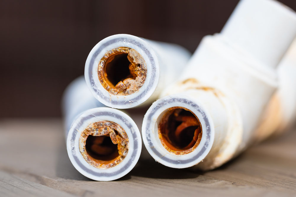 inside of a pipe with buildup